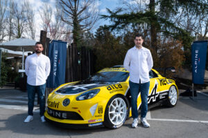 Javier Martínez y Jorge Cagiao con el Alpine A110 R-GT del Alpine Recalvi Rallye Team